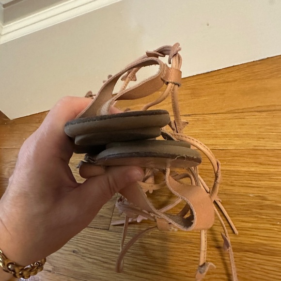 Loeffler Randall Heartla Ankle Wrap Gladiator Sandal Pink Nude Leather Heart 6.5 - Picture 9 of 10